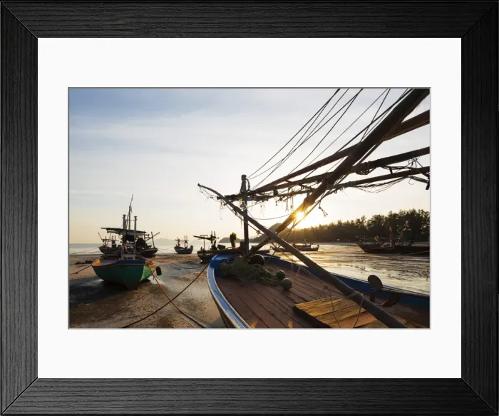 Framed Print : Fishing boats at sunset, Sam Phraya Beach, Khao San Roi Yot National Park, Prachuap Kiri Khan Framed Print : Fishing boats at sunset, Sam Phraya Beach, Khao San Roi Yot National Park, Prachuap Kiri Khan