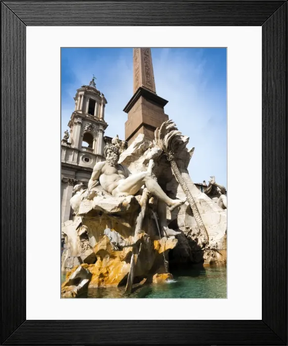 Framed Print : Fontana dei Quattro Fiumi, Obelisk of Domitian, Sant Agnese in Agone, Piazza Navona