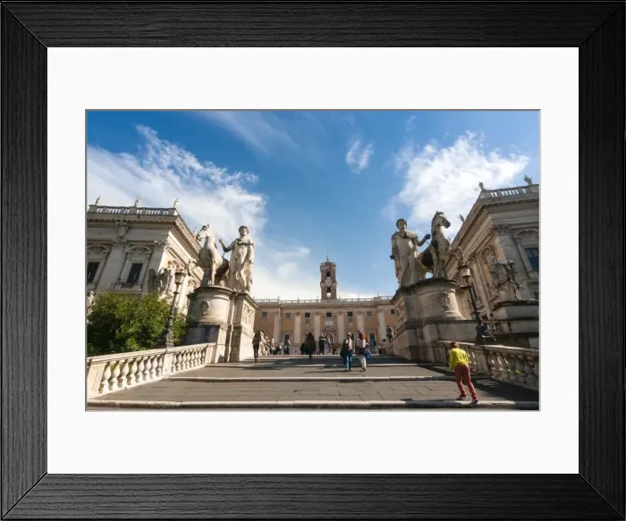 Framed Print : Stairway (Cordonata) to Capitoline Hill, Castor and Pollux (Dioskouri) statues, Campidoglio Framed Print : Stairway (Cordonata) to Capitoline Hill, Castor and Pollux (Dioskouri) statues, Campidoglio