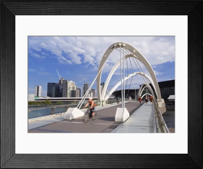 Framed Print : People crossing Seafarers Bridge, Melbourne, Victoria, Australia, Pacific Framed Print : People crossing Seafarers Bridge, Melbourne, Victoria, Australia, Pacific
