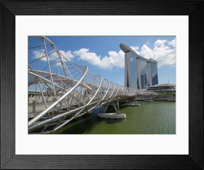 Framed Print : Marina Bay, Helix Bridge and Marina Bay Sands Hotel, Singapore, Southeast Asia Framed Print : Marina Bay, Helix Bridge and Marina Bay Sands Hotel, Singapore, Southeast Asia