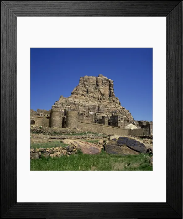 Framed Print : Walls and city below fortress on top of the mountain at Thulla