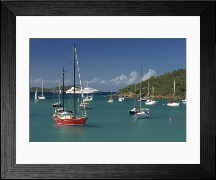 Framed Print : Sailing boats and cruise ship moored in Admiralty Bay Framed Print : Sailing boats and cruise ship moored in Admiralty Bay