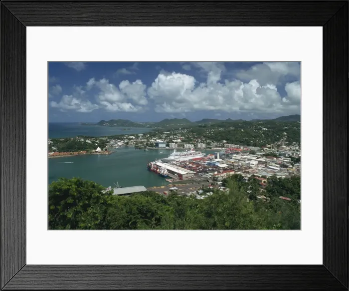 Framed Print : Aerial view over the port of Castries, St Framed Print : Aerial view over the port of Castries, St