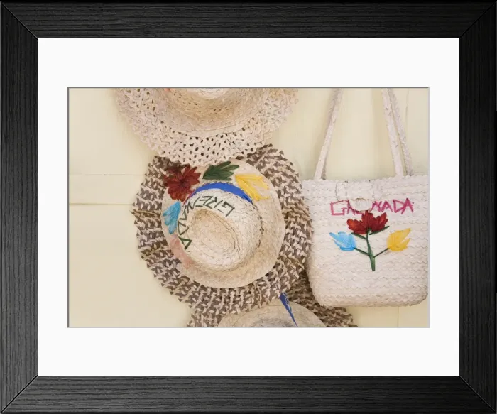 Framed Print : Straw hats in the market, St Framed Print : Straw hats in the market, St