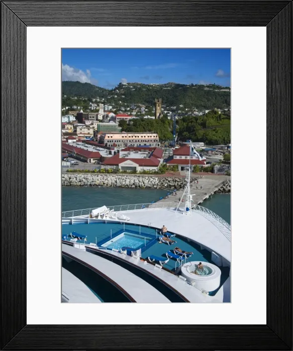Framed Print : Docked cruise ship, Esplanade area, St Framed Print : Docked cruise ship, Esplanade area, St