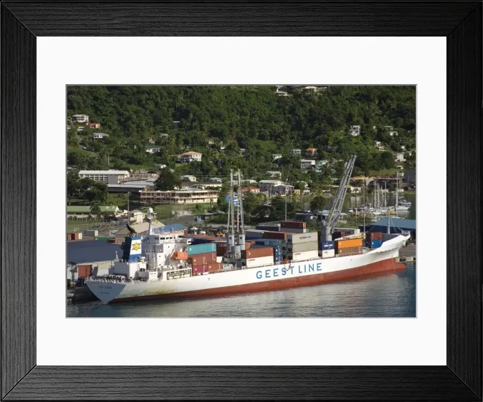 Framed Print : Container ship, Carenage Harbour, St Framed Print : Container ship, Carenage Harbour, St