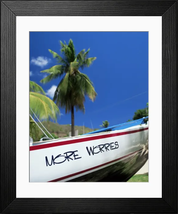 Framed Print : Boat on the shore, Bequia, St Framed Print : Boat on the shore, Bequia, St