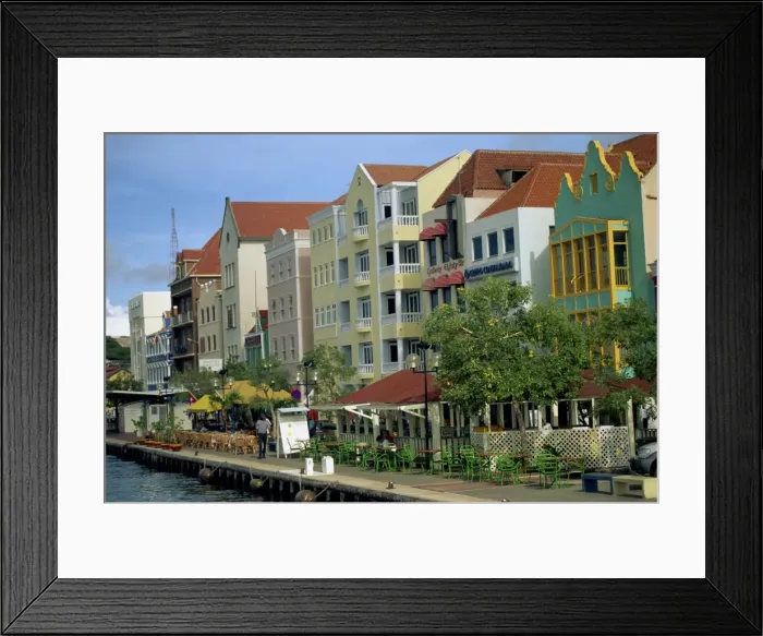 Framed Print : Waterfront buildings with outdoor cafes and bars Framed Print : Waterfront buildings with outdoor cafes and bars