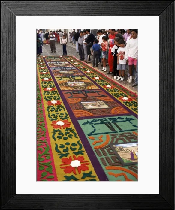 Framed Print : Sawdust rug or carpet on the street Framed Print : Sawdust rug or carpet on the street