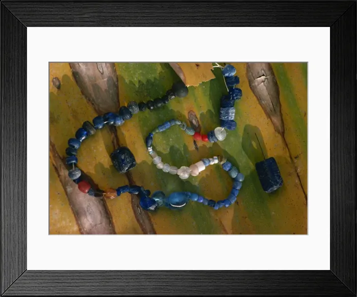 Framed Print : Indian blue glass beads (pre-Columbian) Framed Print : Indian blue glass beads (pre-Columbian)