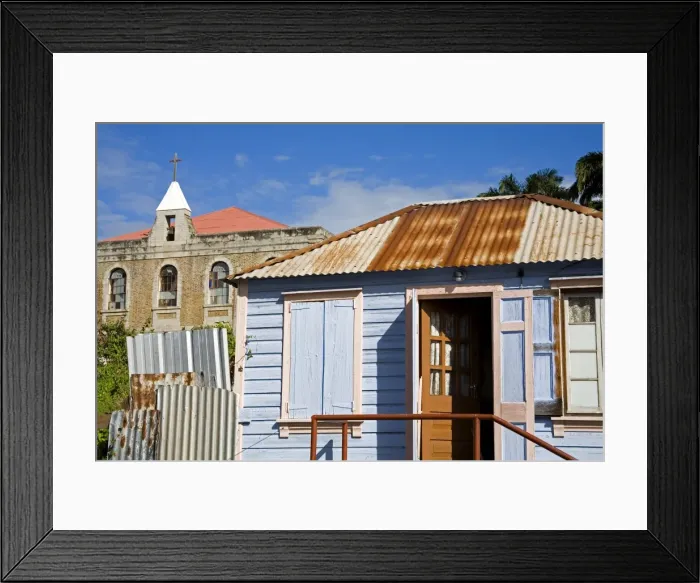 Framed Print : Wooden house and Ebenezer Methodist church, St Framed Print : Wooden house and Ebenezer Methodist church, St