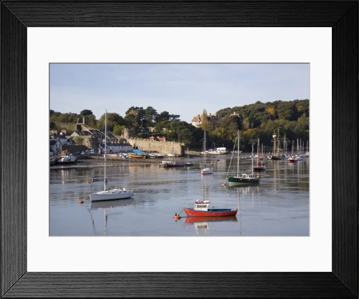 Framed Print : View across river estuary to town wall quay and harbour Framed Print : View across river estuary to town wall quay and harbour