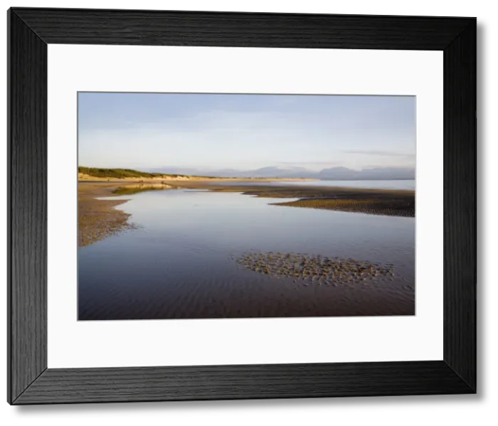 Framed Print : Pool on sandy Llanddwyn conservation beach at low tide Framed Print : Pool on sandy Llanddwyn conservation beach at low tide