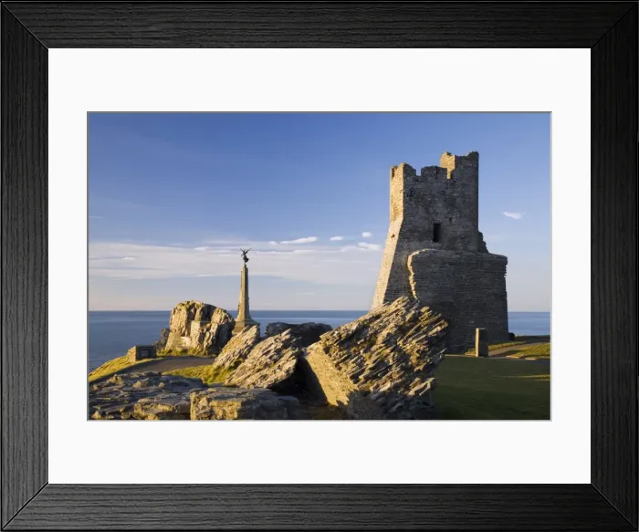 Framed Print : Ruins of 13th century castle and remains of Porth Newydd Framed Print : Ruins of 13th century castle and remains of Porth Newydd