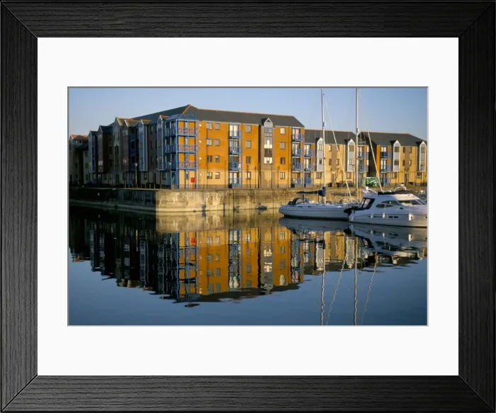 Framed Print : Apartments and reflection in water Framed Print : Apartments and reflection in water