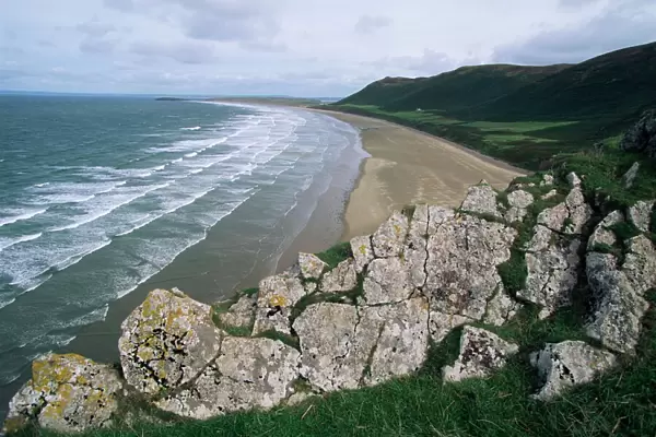 Looking from the cliffs at Rhossili