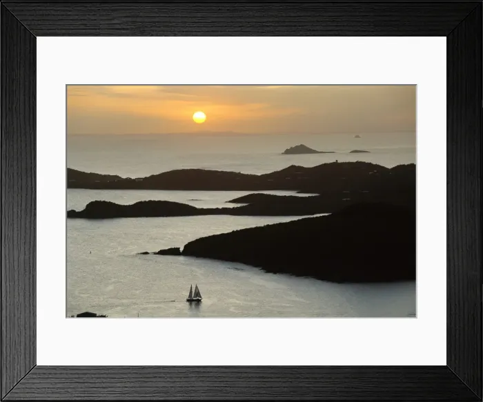 Framed Print : Sunset over inlet to Charlotte, Amalie, St Framed Print : Sunset over inlet to Charlotte, Amalie, St