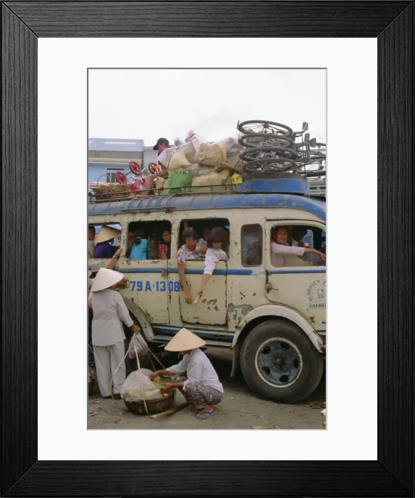 Framed Print : Crowded bus with bicycles Framed Print : Crowded bus with bicycles