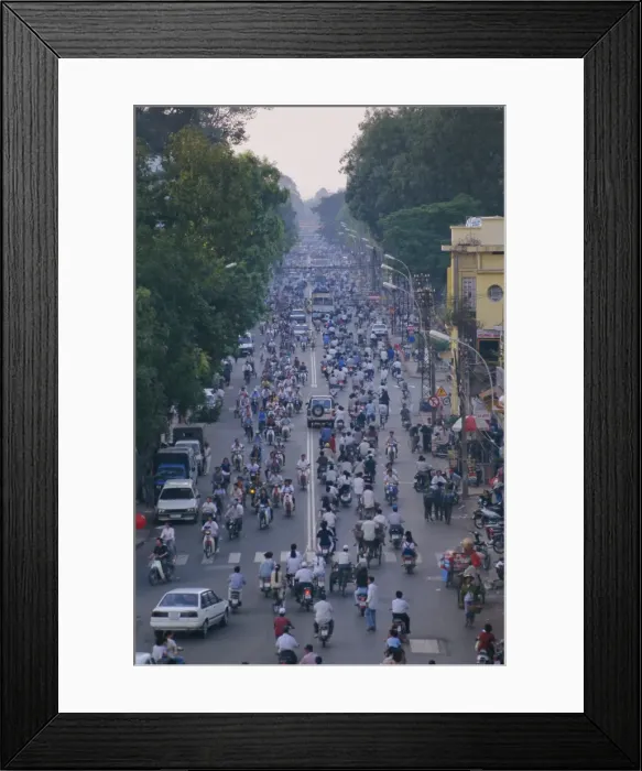 Framed Print : Busy downtown street Framed Print : Busy downtown street