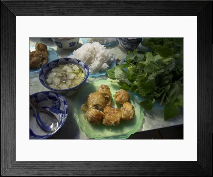 Framed Print : Traditional spring rolls accompanied by vegetable soup Framed Print : Traditional spring rolls accompanied by vegetable soup