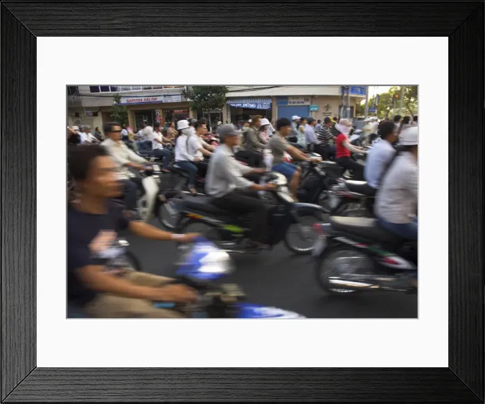 Framed Print : Crowd of people riding mopeds Framed Print : Crowd of people riding mopeds