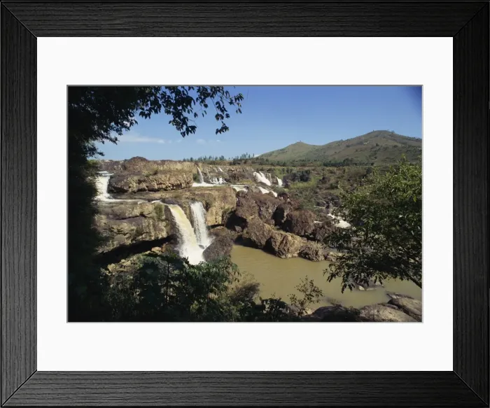 Framed Print : Landscape view of the Lien Khuong waterfall and rocks at Dalat Framed Print : Landscape view of the Lien Khuong waterfall and rocks at Dalat