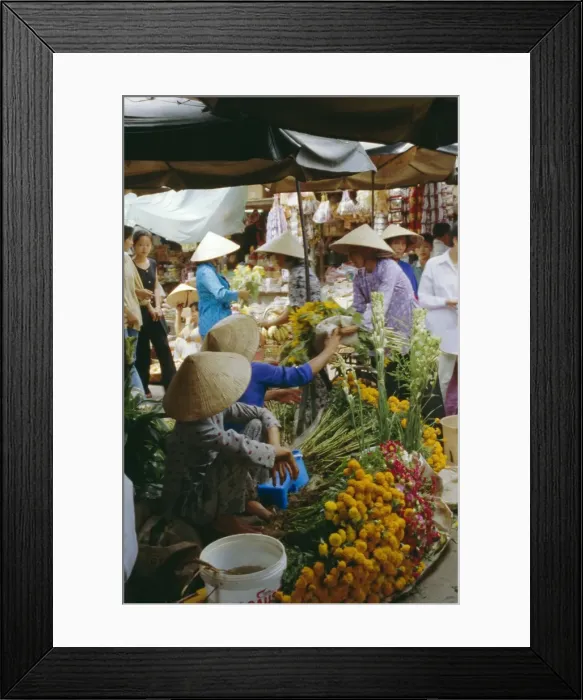 Framed Print : Flower stall in southern delta village of Mytho Framed Print : Flower stall in southern delta village of Mytho