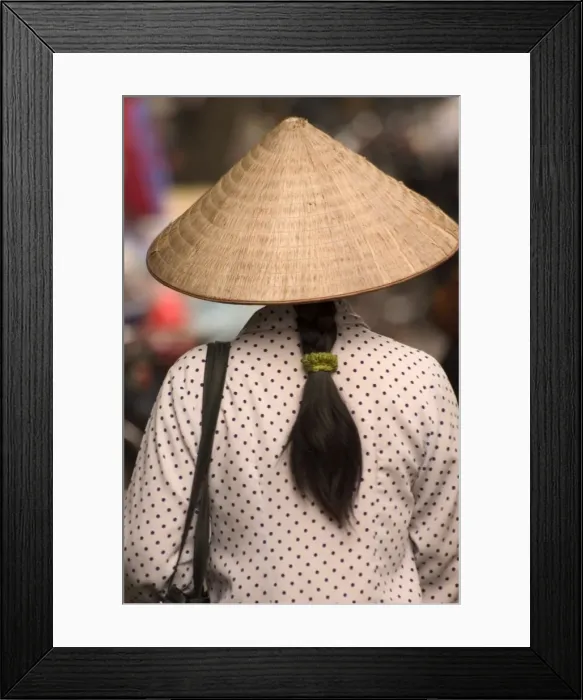 Framed Print : Long hair, lady wearing conical hat Framed Print : Long hair, lady wearing conical hat