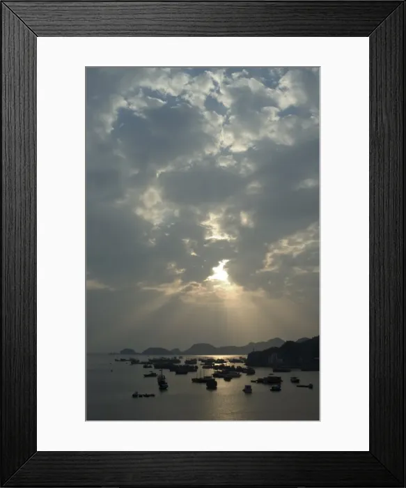 Framed Print : Sunset over fishing boats in harbour Framed Print : Sunset over fishing boats in harbour