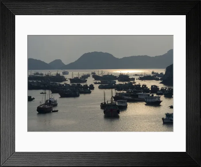 Framed Print : Sunset over fishing boats in harbour Framed Print : Sunset over fishing boats in harbour