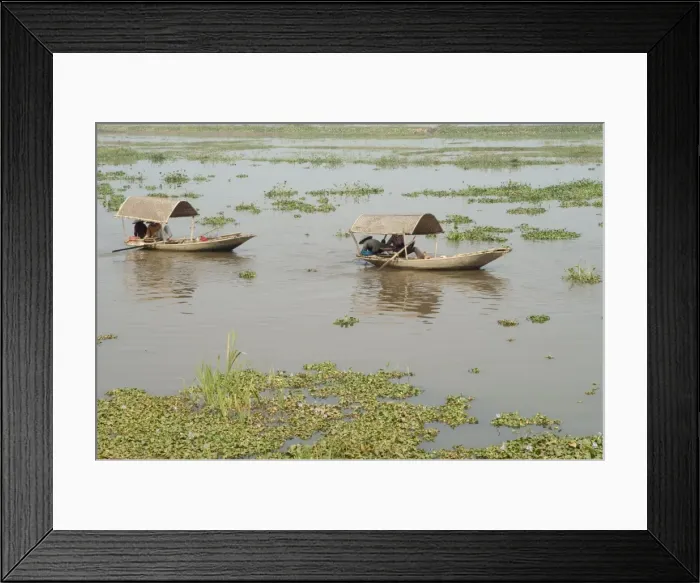 Framed Print : Boats on river delta river Framed Print : Boats on river delta river