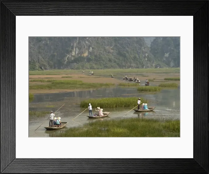 Framed Print : Punting boats on delta river Framed Print : Punting boats on delta river