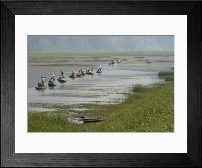 Framed Print : Punting boats on delta river Framed Print : Punting boats on delta river