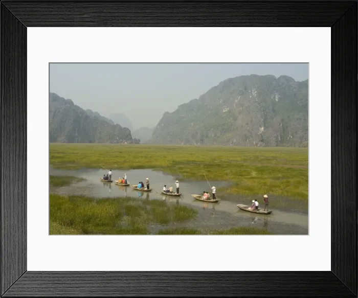 Framed Print : Punting boats on delta river Framed Print : Punting boats on delta river