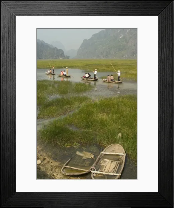 Framed Print : Punting boats on delta river Framed Print : Punting boats on delta river