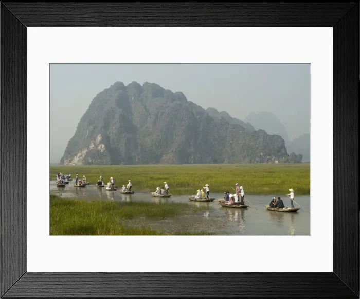 Framed Print : Punting boats on delta river Framed Print : Punting boats on delta river