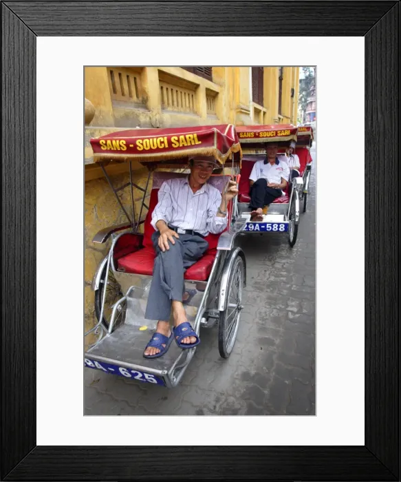 Framed Print : Cyclo drivers await a fare Framed Print : Cyclo drivers await a fare