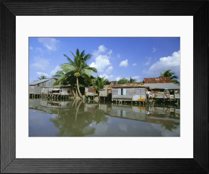 Framed Print : Houses on stilts on the Rach Thi Nghe