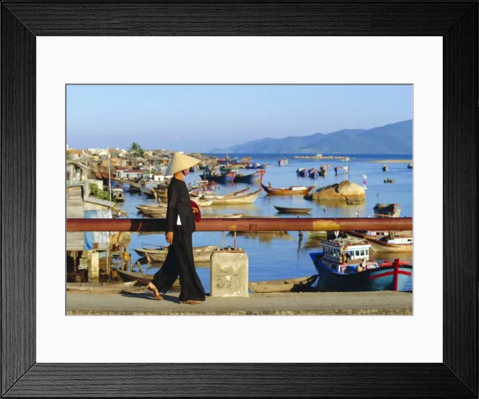 Framed Print : Woman on Xom Bong Bridge Framed Print : Woman on Xom Bong Bridge