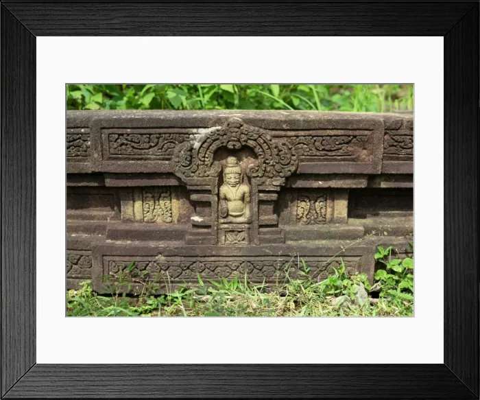 Framed Print : Detail of carved stone plinth at My Son Framed Print : Detail of carved stone plinth at My Son
