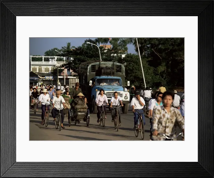 Framed Print : Truck in rush hour on Phu Xuan bridge in Hue Framed Print : Truck in rush hour on Phu Xuan bridge in Hue