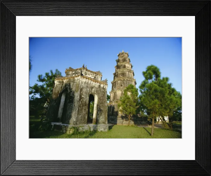 Framed Print : The 21m octagonal tower of the Thien Mu Pagoda by Framed Print : The 21m octagonal tower of the Thien Mu Pagoda by