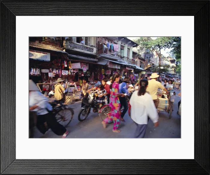 Framed Print : Bustling street in the old quarter Framed Print : Bustling street in the old quarter