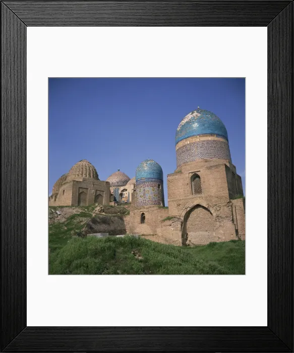 Framed Print : Buildings and domes of the Shah i Zinda mausoleums in Samarkand Framed Print : Buildings and domes of the Shah i Zinda mausoleums in Samarkand