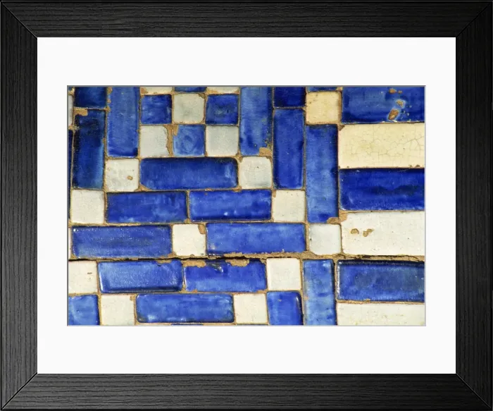 Framed Print : Architectural detail of typical blue and white tiles in Khiva Framed Print : Architectural detail of typical blue and white tiles in Khiva