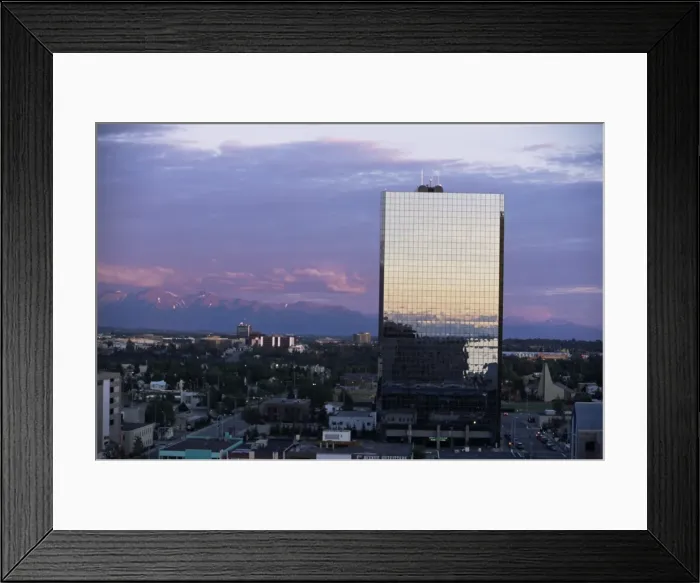 Framed Print : Sunset over downtown Achorage, Alaska, United States of America (U Framed Print : Sunset over downtown Achorage, Alaska, United States of America (U