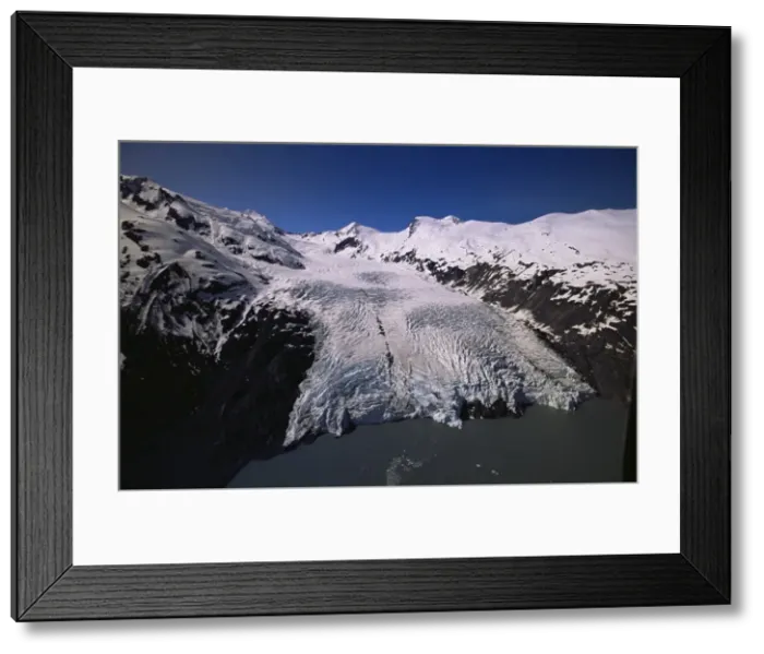Framed Print : Overview of Portage Glacier from helicopter Framed Print : Overview of Portage Glacier from helicopter