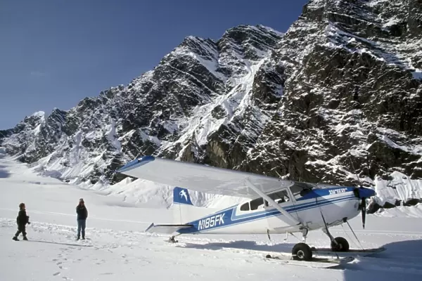 Small plane landed on glacier in Denali National Park