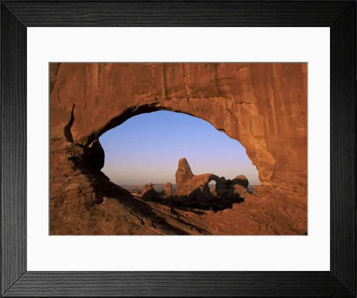 Framed Print : Sunrise, Turret Arch seen through North Window Framed Print : Sunrise, Turret Arch seen through North Window